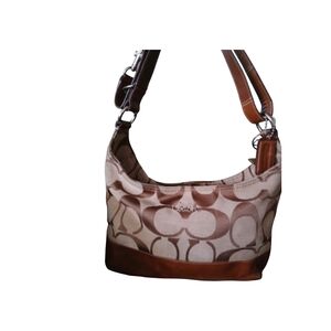 Coach Signature Brown and Tan Shoulder Bag
